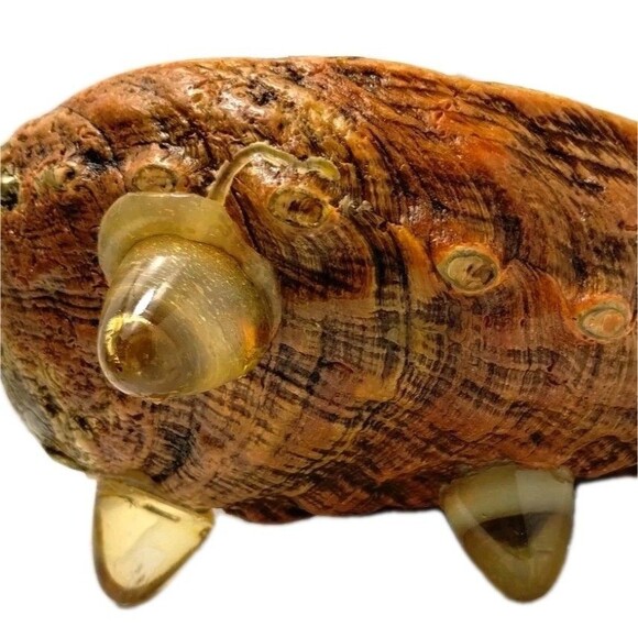 Vintage ABALONE RARE Golden Green Iridescence Shell  Footed Bowl Dish MCM - Picture 4 of 10